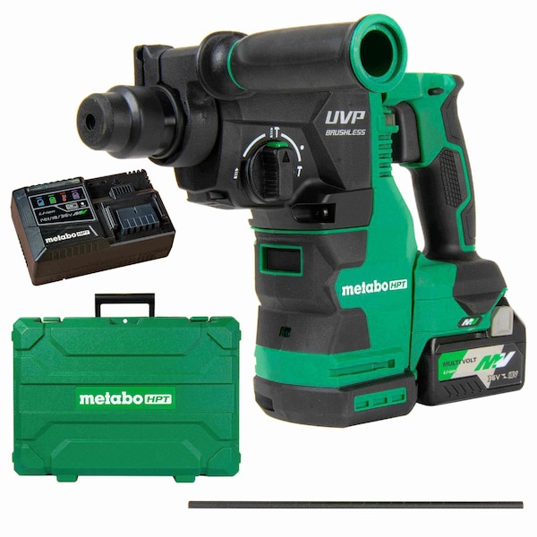 Metabo Hpt 36V MV Cordless Brushless 1- 1/8in SDS Plus Rotary Hammer Kit 4.0Ah, Rapid Charger and Case DH3628DAM - main
